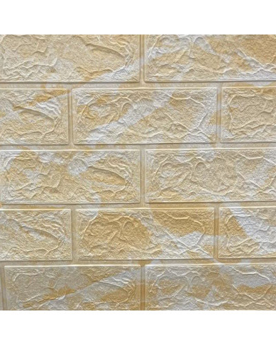 Самоклеющаяся декоративная 3D панель под бежевый мраморный кирпич700x770x3мм