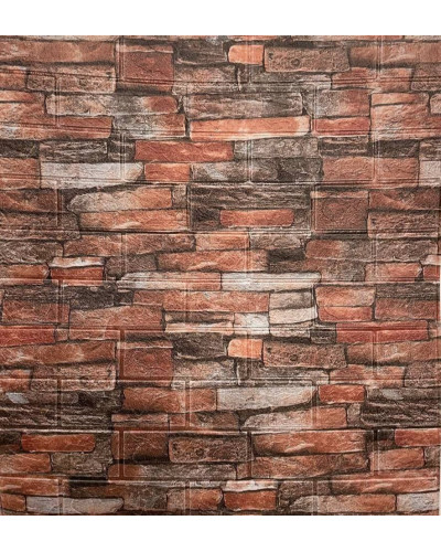 Самоклеящаяся декоративная 3D панель под камень огненный песчанник 700x770x4мм