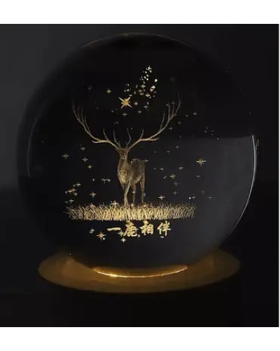 Декоративный 3D-ночник «Олень» в форме шара, 6 см, тёплый LED-свет (50)