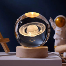 Декоративный 3D-ночник «Сатурн» в форме шара, 6 см, тёплый LED-свет (60)
