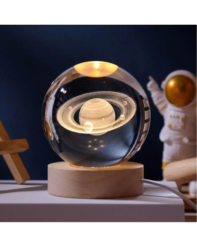 Декоративный 3D-ночник «Сатурн» в форме шара, 6 см, тёплый LED-свет (60)