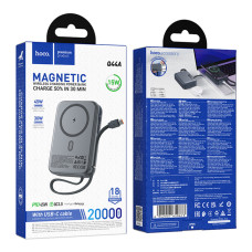 Power Bank Hoco Q44A Original Dual PD45W с магнитной зарядкой, емкость 20000 mAh, серый цвет