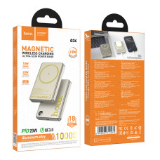 Power Bank Hoco Q34 Clever с быстрой зарядкой PD20W, магнитной площадкой и цифровым дисплеем, 10000 mAh