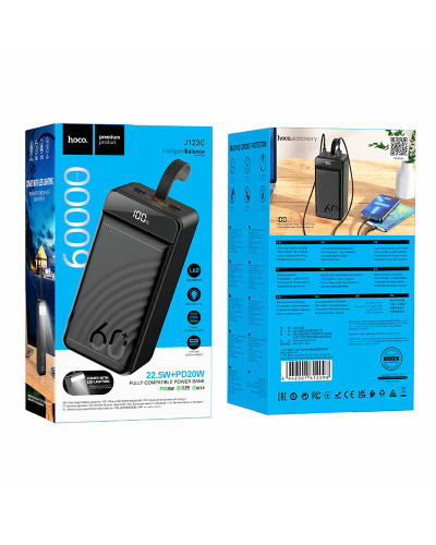 Power Bank Hoco J123C Element с быстрой зарядкой 22.5W и PD20W, цифровой дисплей, 60000 mAh