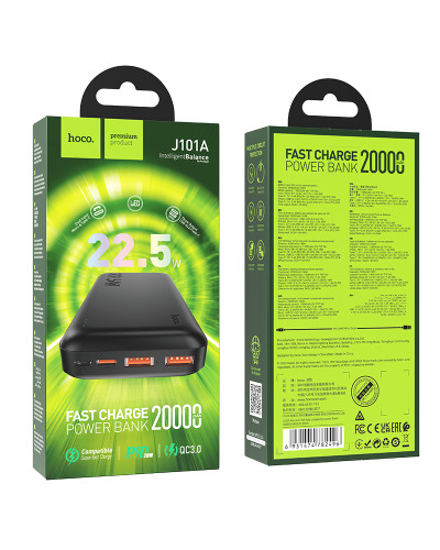 Power Bank Hoco J101A Astute 20000 mAh с поддержкой быстрой зарядки 22.5W, полностью совместимый