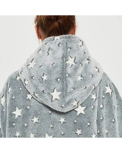 Светящийся плед-толстовка с рукавами и капюшоном Huggle Hoodie Stars Lumi 80х80см