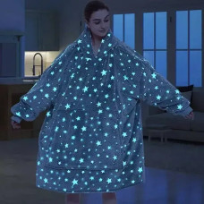 Светящийся плед-толстовка с рукавами и капюшоном Huggle Hoodie Stars Lumi 80х80см