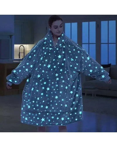 Светящийся плед-толстовка с рукавами и капюшоном Huggle Hoodie Stars Lumi 80х80см
