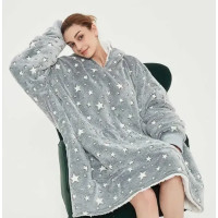 Светящийся плед-толстовка с рукавами и капюшоном Huggle Hoodie Stars Lumi 80х80см
