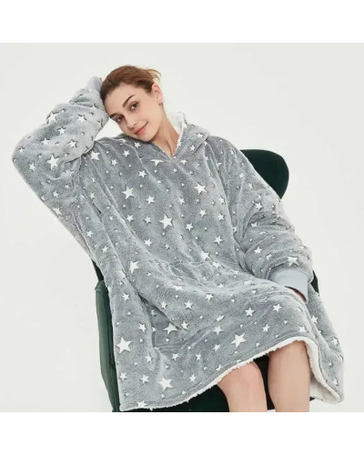 Светящийся плед-толстовка с рукавами и капюшоном Huggle Hoodie Stars Lumi 80х80см