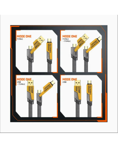 Кабель для быстрой зарядки Flat Wire 4-в-1 (65W / 27W)