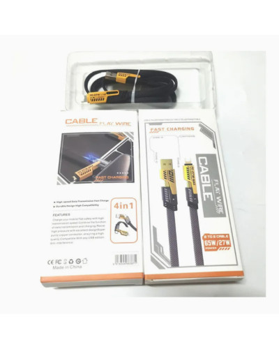 Кабель для быстрой зарядки Flat Wire 4-в-1 (65W / 27W)