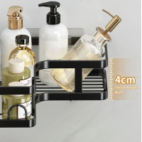 Кутова полиця для ванної з нержавіючої сталі Corner Shower Caddy, чорна, 2 яруси