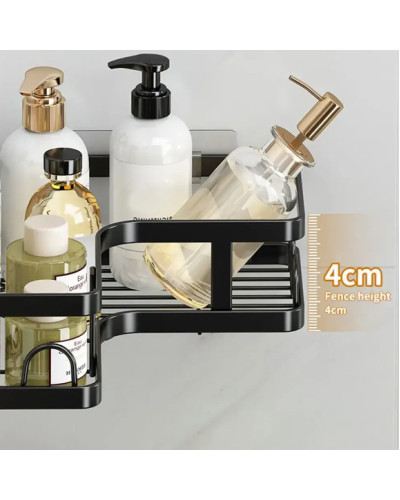 Угловая полка для ванной из нержавеющей стали Corner Shower Caddy, черная, 2 яруса