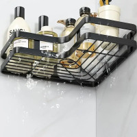 Кутова полиця для ванної з нержавіючої сталі Corner Shower Caddy, чорна, 2 яруси