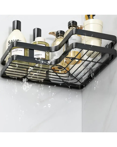 Угловая полка для ванной из нержавеющей стали Corner Shower Caddy, черная, 2 яруса