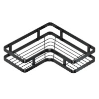 Кутова полиця для ванної з нержавіючої сталі Corner Shower Caddy, чорна, 2 яруси