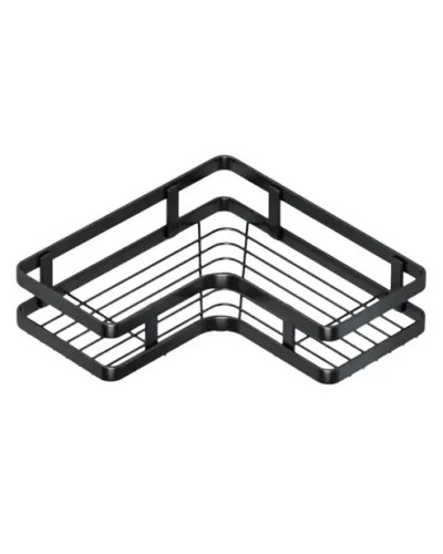Угловая полка для ванной из нержавеющей стали Corner Shower Caddy, черная, 2 яруса