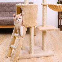 Игровой комплекс-когтеточка для кошек 138 см с лежанками и игрушками