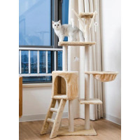 Игровой комплекс-когтеточка для кошек 138 см с лежанками и игрушками