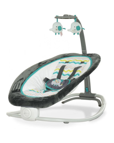 Детский шезлонг-качалка 2в1 Fold Up Rocker серо-голубой