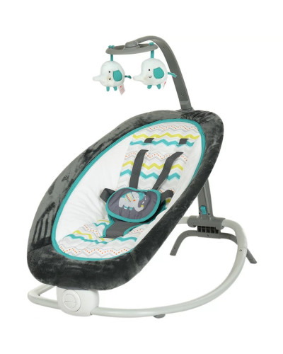 Детский шезлонг-качалка 2в1 Fold Up Rocker серо-голубой
