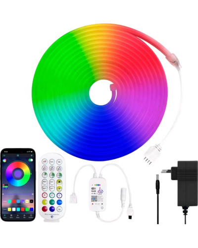 Смарт гибкая LED RGB лента 10 м — неоновый шланг для декоративной подсветки дома, офиса и праздничных интерьеров