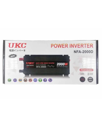 Інвертор напруги з чистою синусоїдою UKC NFA-2000D 12V → 220V, 2000Вт, автомобільний перетворювач