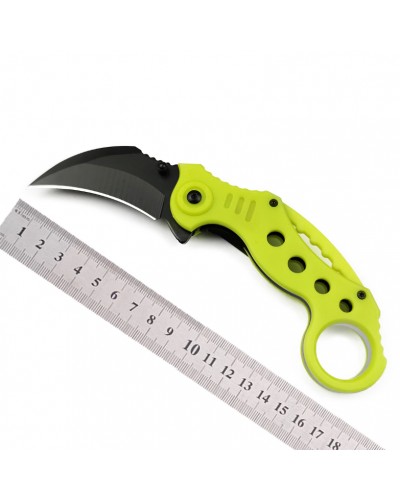 Складаний кишеньковий ніж тактичний ніж Karambit 18 см Зелено-жовтий