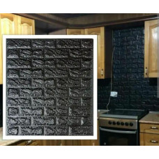 Самоклеющаяся декоративная 3D панель под черный кирпич 700x770x4мм