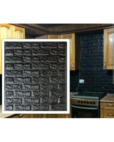 Самоклеющаяся декоративная 3D панель под черный кирпич 700x770x4мм