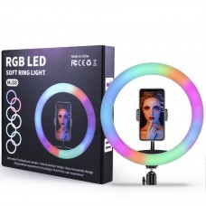 🟢 Кольцевая LED селфи лампа30 СМ MJ33 RGB цветная