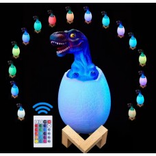 🟢 Детский светильник Sunroz 3D Dinozaur Lamp лампа-ночник "Динозаврик в яйце" с пультом ДУ