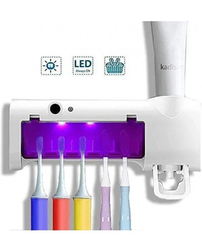 Диспенсер для зубной пасты и щеток авто Multi-function Toothbrush sterilizer JX008 (феолетовая коробка) (W79) (60 шт/ящ)