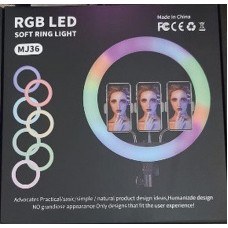 Кольцевая LED лампа RGB MJ36 (36см) (3 крепление) (управление на проводе) // [403] // [204] // [101] (20 шт/ящ)