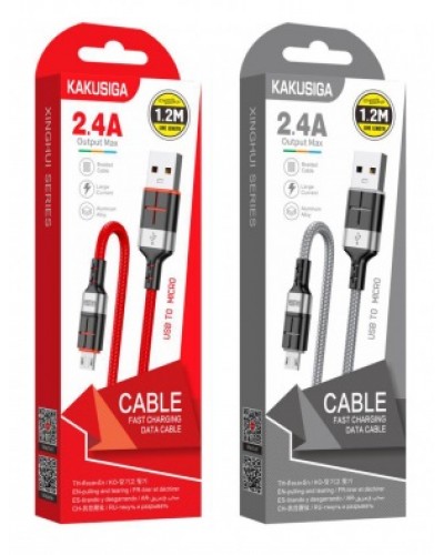 Кабель USB-MicroUSB KSC-696 Kakusiga Singhui Series (алюміній плетений) 1.2м 2.4A