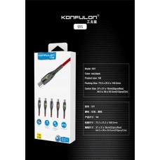 Кабель USB-Lightning(Apple) S92 Konfulon 1м 2.4А LED индикация