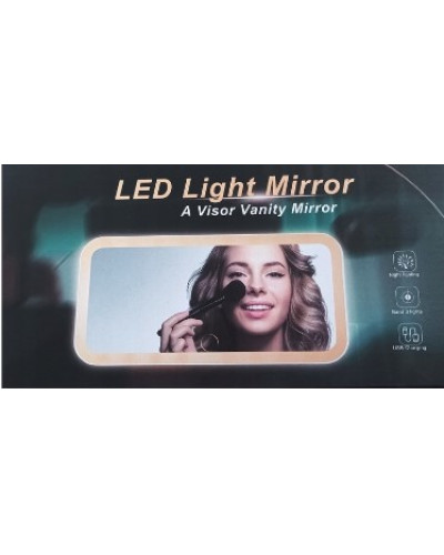 Зеркало прямоугольное с LED подсветкой на козырёк автомобиля с аккумулятором JX538/XR2177 [204] (60 шт/ящ)