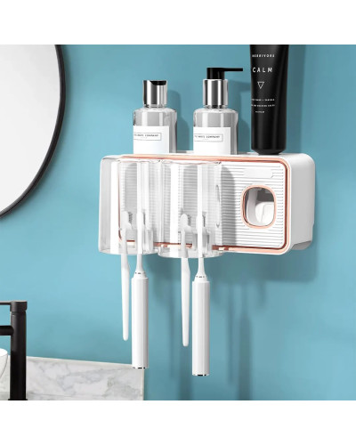 Диспенсер-полка для зубных принадлежностей с 2 стаканами Toothbrush holder RA-925/223-54 // [101] (40 шт/ящ)