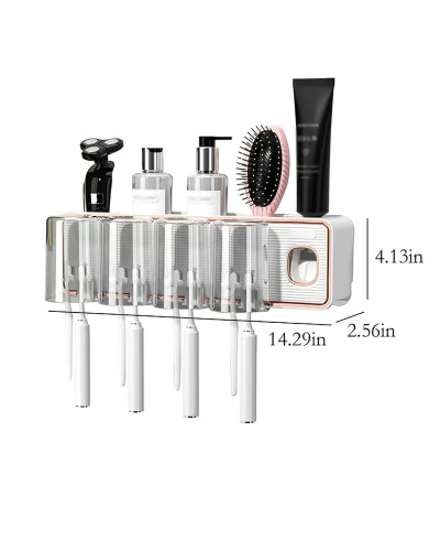 Диспенсер-полка для зубных принадлежностей с 4 стаканами Toothbrush holder 223-55 (RA-927) // [101] (20 шт/ящ)