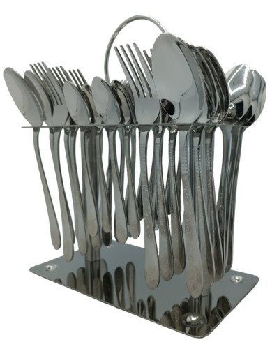 Набор столовых приборов CUTLERY SET CD-06 (Ложки, вилки) (12 персон/36 предм.) (Хром (полоски+узор)) // [403] (12 шт/ящ)