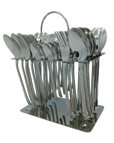 Набор столовых приборов CUTLERY SET CD-30 (Ложки, вилки) (12 персон/36 предм.) (Хром (узор) + Изогнутая ручка) // [403] (12 шт/ящ)
