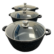 Набор кастрюль Dash PT-6 (ГАЗ+ИНДУКЦИЯ) (3 шт) (32/36/40) (стеклянная крышка) // [4] (2 шт/ящ)