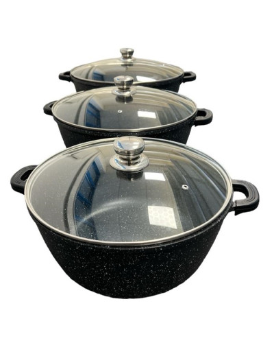Набор кастрюль Dash PT-6 (ГАЗ+ИНДУКЦИЯ) (3 шт) (32/36/40) (стеклянная крышка) // [4] (2 шт/ящ)