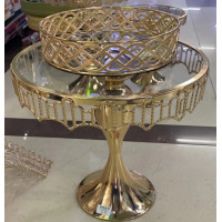 Набор подставок для десертов/тортов с кристаллами золото (набор из 3-х шт) Cake plate 16412-1 // [4] (1 шт/ящ)