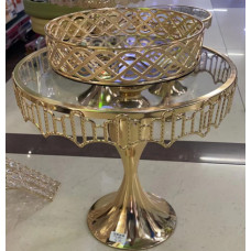Набор подставок для десертов/тортов с кристаллами золото (набор из 3-х шт) Cake plate 16412-1 // [4] (1 шт/ящ)