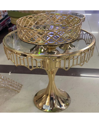 Набор подставок для десертов/тортов с кристаллами золото (набор из 3-х шт) Cake plate 16412-1 // [4] (1 шт/ящ)