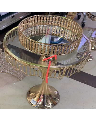 Набор подставок для десертов/тортов с кристаллами золото (набор из 3-х шт) Cake plate 16412-2 // [4] (1 шт/ящ)