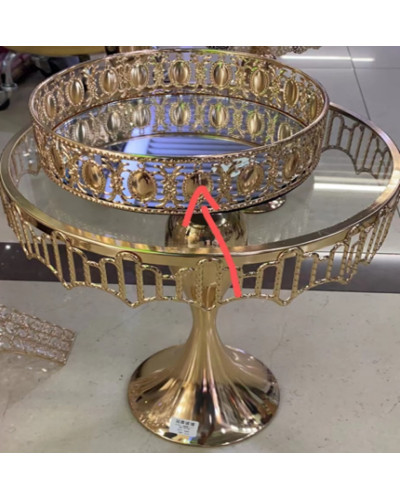 Набор подставок для десертов/тортов с кристаллами золото (набор из 3-х шт) Cake plate 16412-3 // [4] (1 шт/ящ)