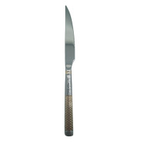 Ножи столовые комплект (6 шт) Cutlert set 433-3-М311 (Хром (узор) + Золото (рифление)) // [101] (120 шт/ящ)